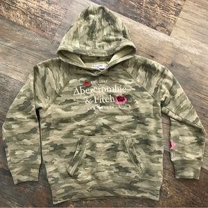 Abercrombie & Fitch camo hooded long sleeve sweatshirt front hand warmer pocket